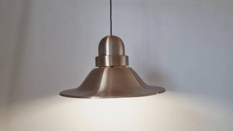 Large Midcentury Copper Pendant, Denmark, 1970s