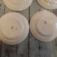 6 Flat plates old earthenware LONGWY FIMES brown decoration of flowers and butterflies