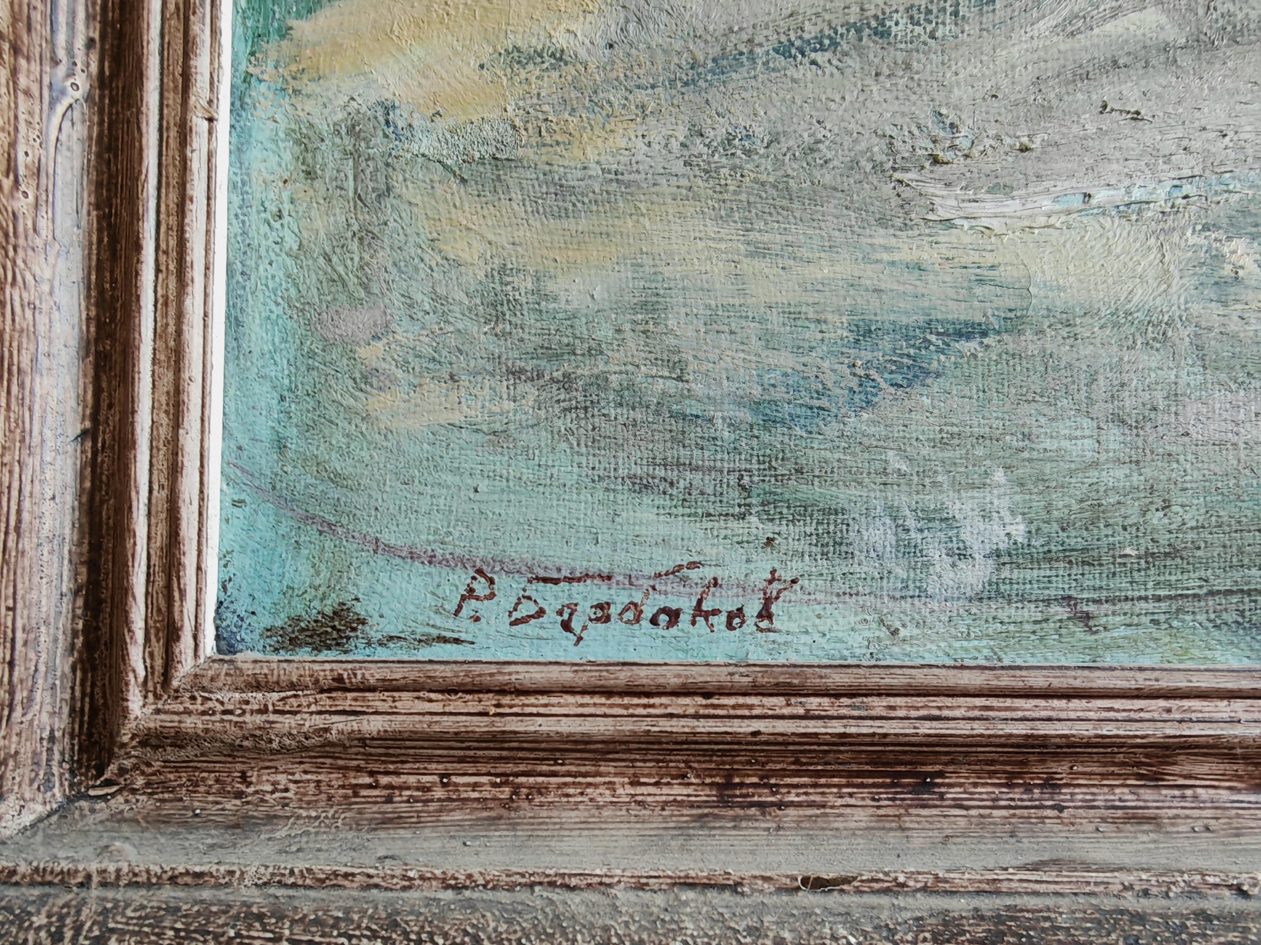 Oil on canvas Mid Century, Winter scene, signed P. Barbokov