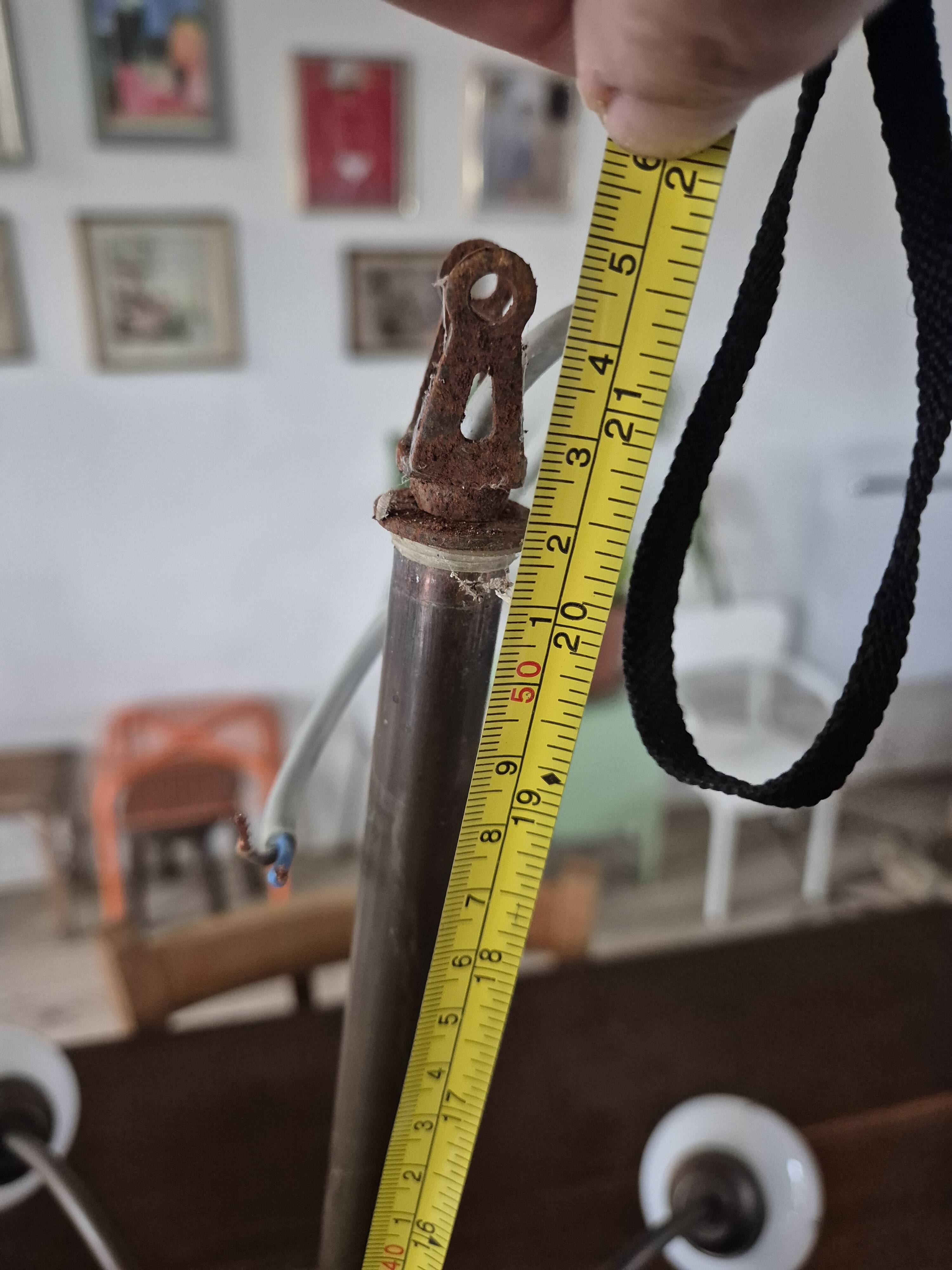 vintage pendant light from the 50s, brass and metal, tulip diffuser
