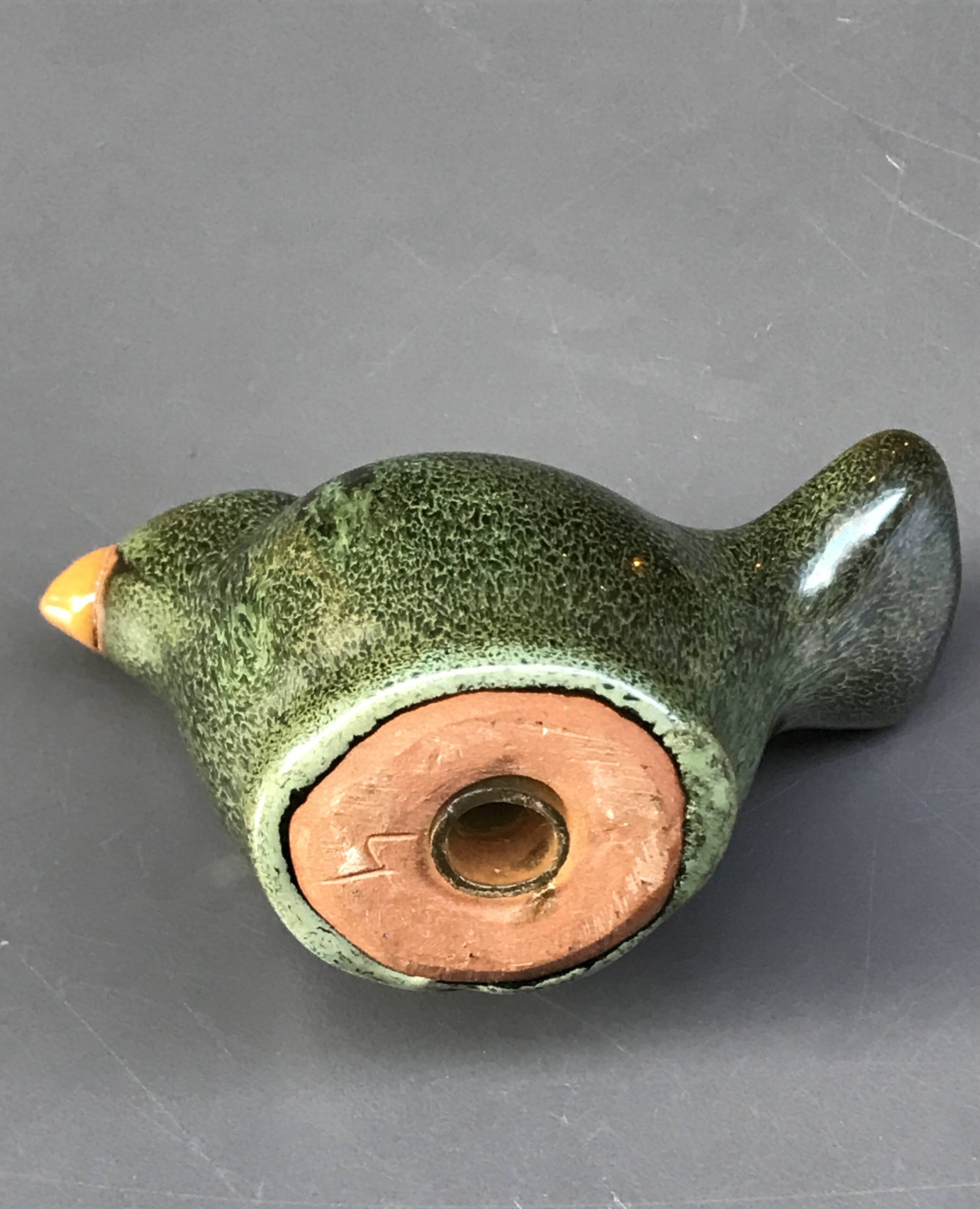 Green ceramic bird