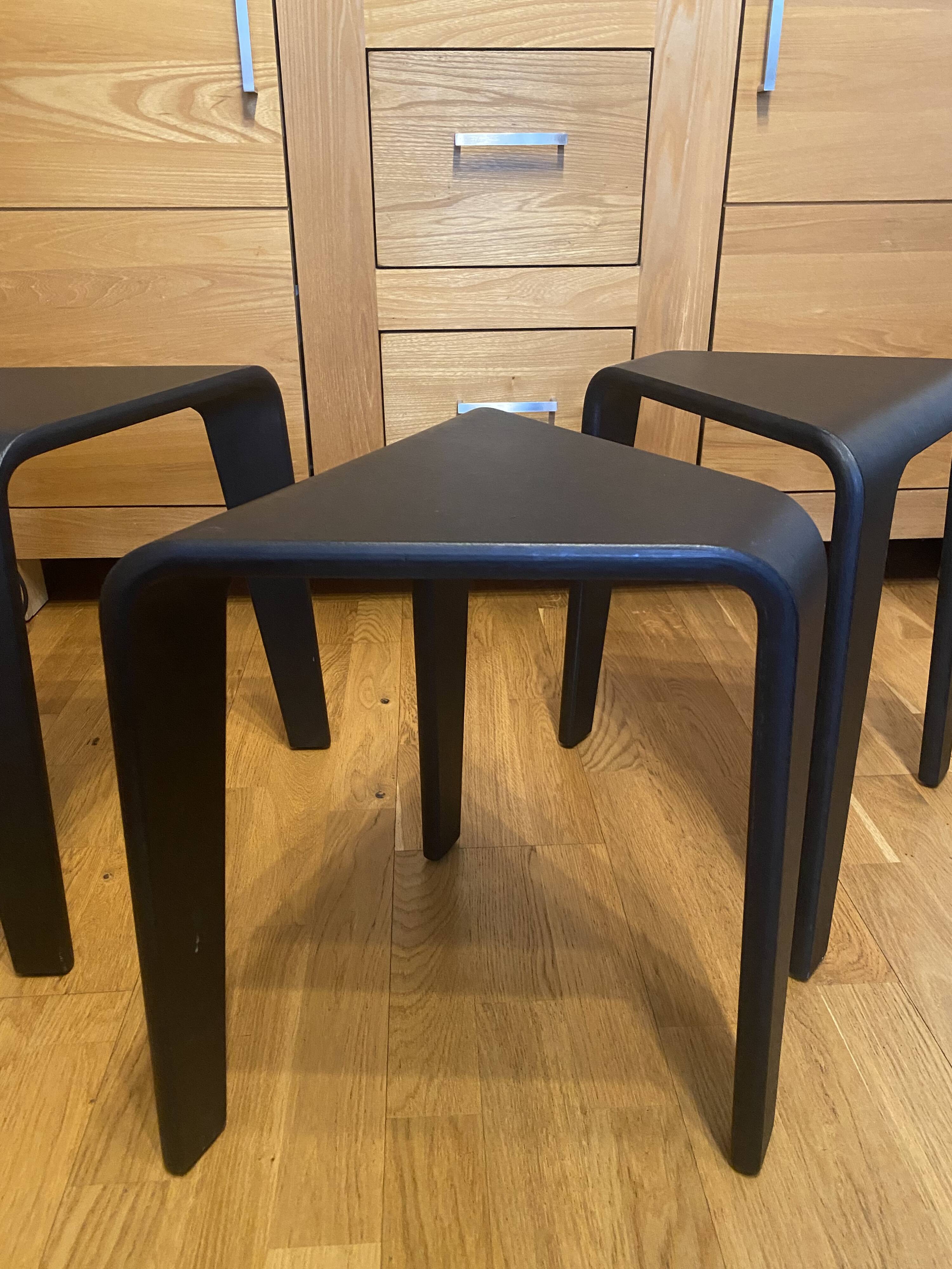 set of 3 Arper Ply stools, designed by Lievore, Altherr, Molina