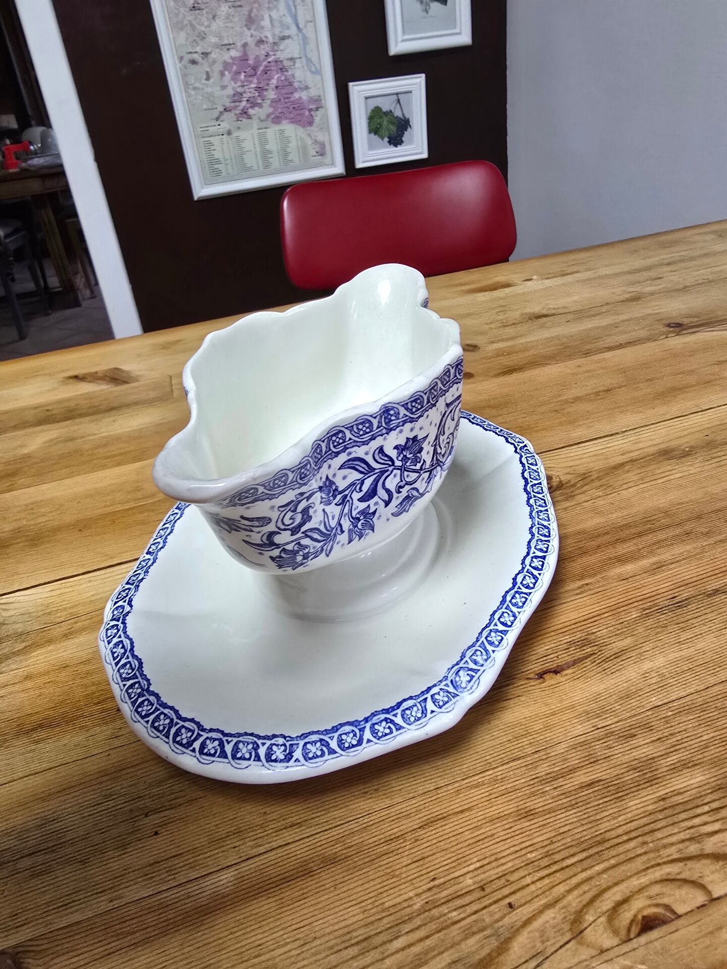 Saucière Gien motifs bleus parfait état 