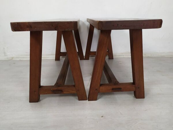 Paire de bancs de ferme
