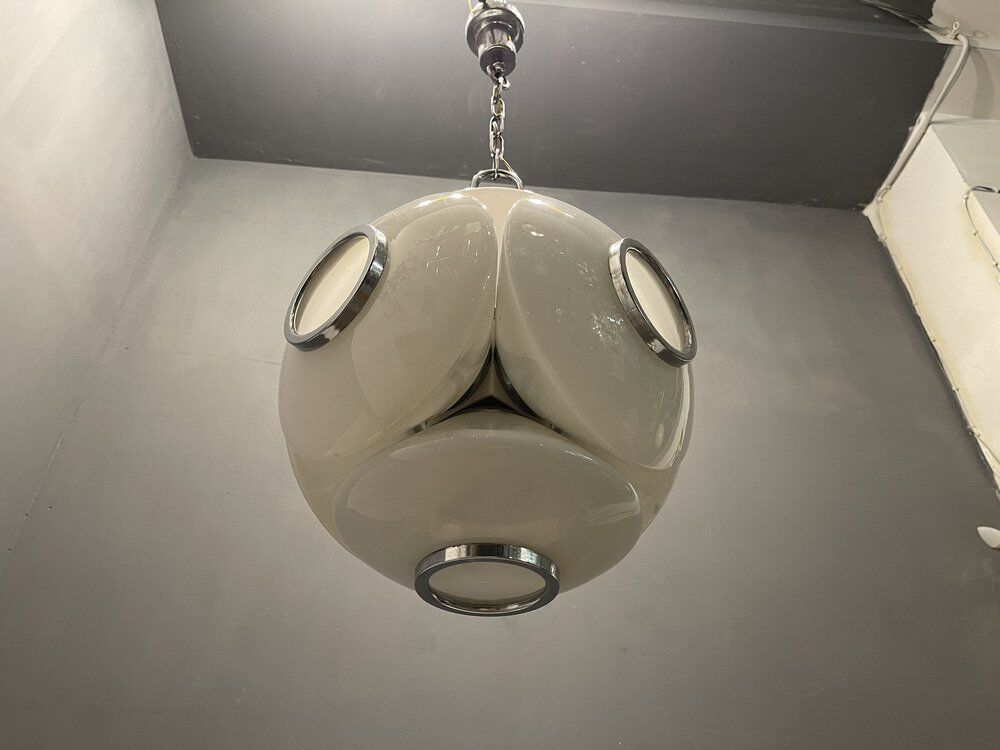 Mid-Century Italian Opaline Glass Light Pendant