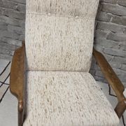 Vintage Scandinavian reclining armchair in curved wood – 1960s/70s