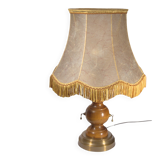 Retro-style lamp in turned wood and gold metal, 37x57cm