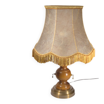 Lampe de style rétro en bois tourné et métal doré, 37x57cm