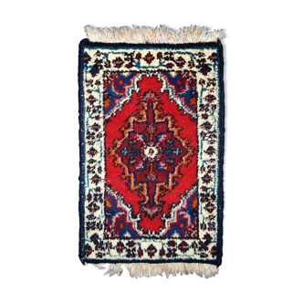Vintage persian carpet hamadan handmade 1.3' x 1.9' (40cm x 60cm) 1970s, 1c761