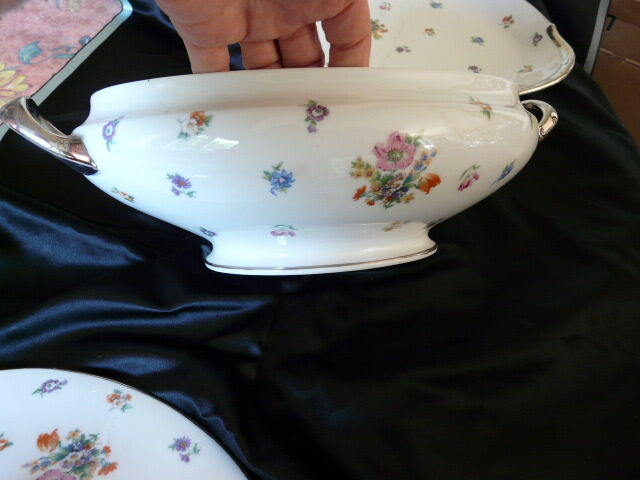 soup and porcelain dish Limoges floral decoration