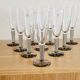 10 flûtes à champagne vintage Bormioli Rocco en cristal strié gris
