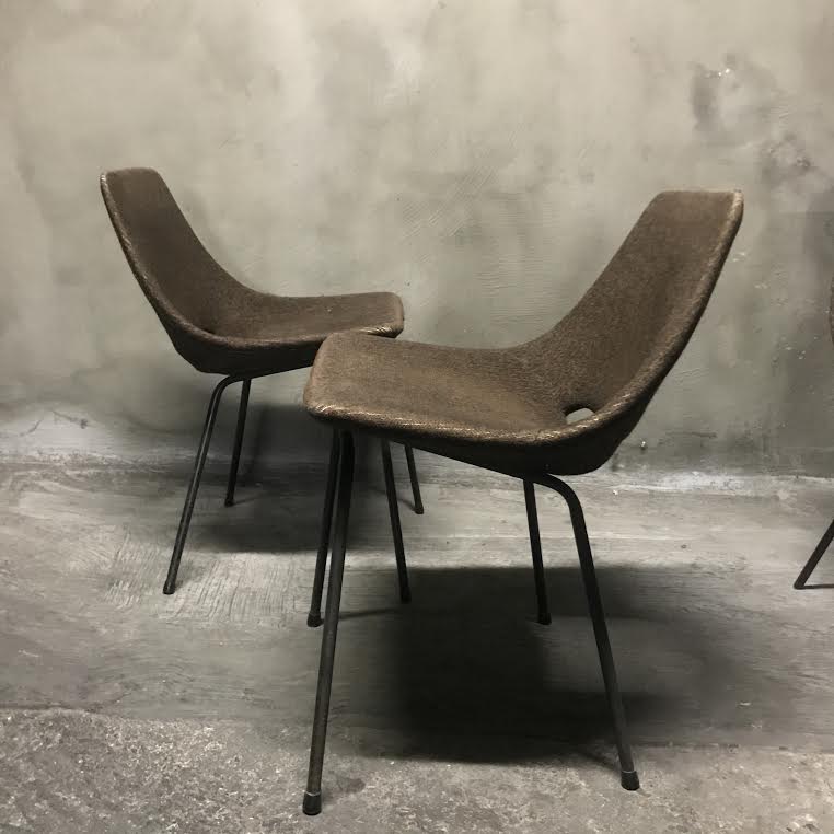 Set of 6 chairs "Tonneau" Pierre Guariche, Steiner Editions