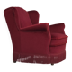 1960s, Danish armchair, red furniture velour, beech wood legs.