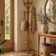Vintage 1970s rattan parrot coat rack
