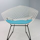 Diamond chair by Harry Bertoia in white & black metal and new blue seating