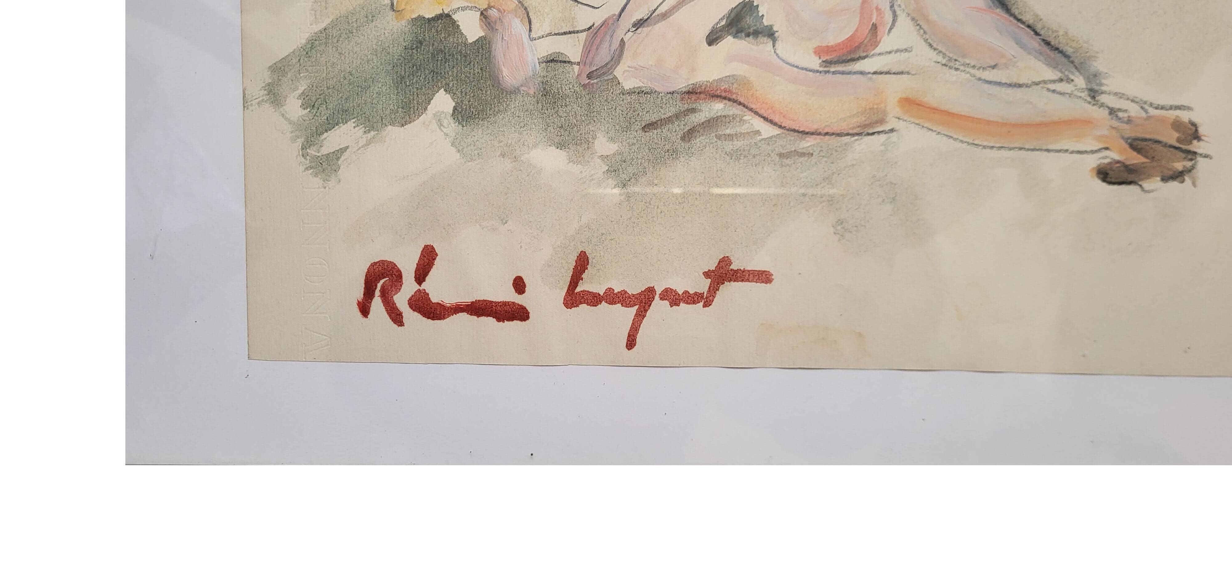 Watercolor "Nude Woman" by Rémi Leyrat