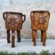 Pair of antique brutalist planters, Savoyard folk art