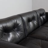 Poul Cadovius "Governor" sofa in rosewood and black leather, Denmark, 1960s.