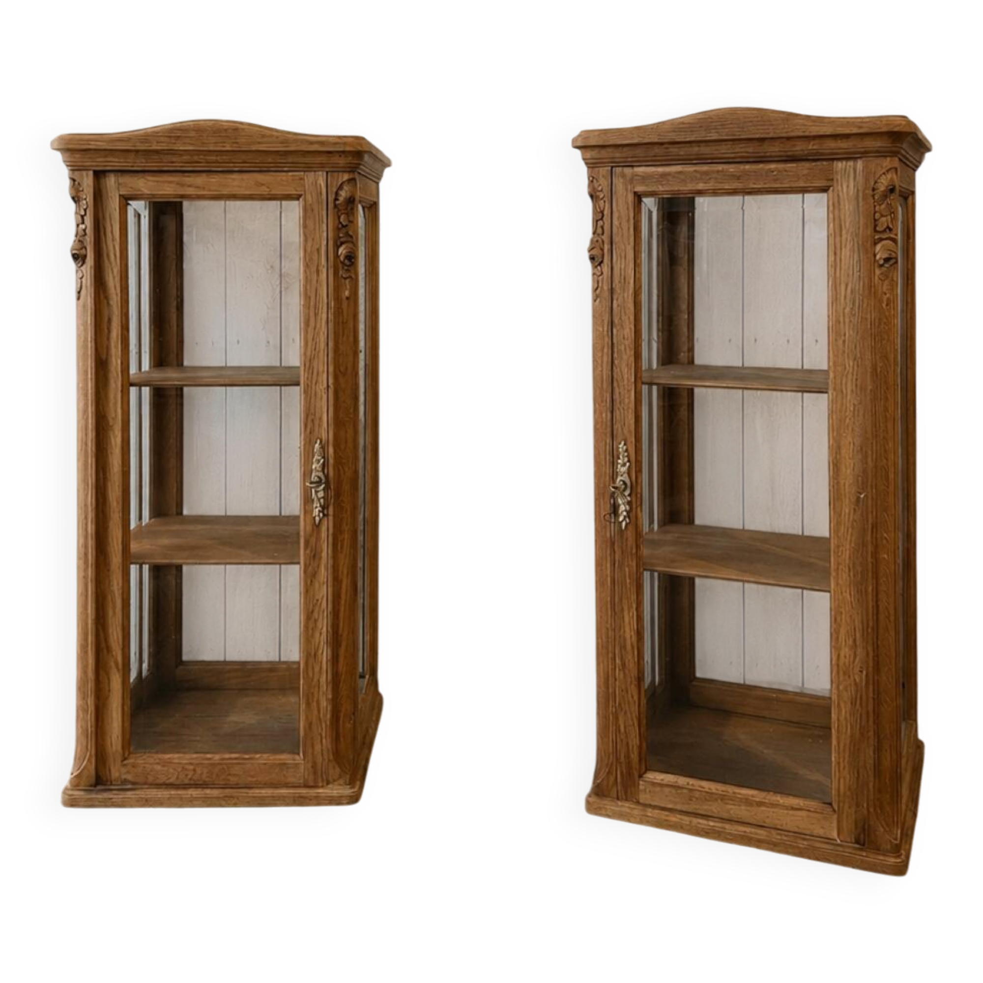 Lot de 2 Vitrines art déco bois massif