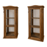 Set of 2 Art Deco display cabinets in solid wood