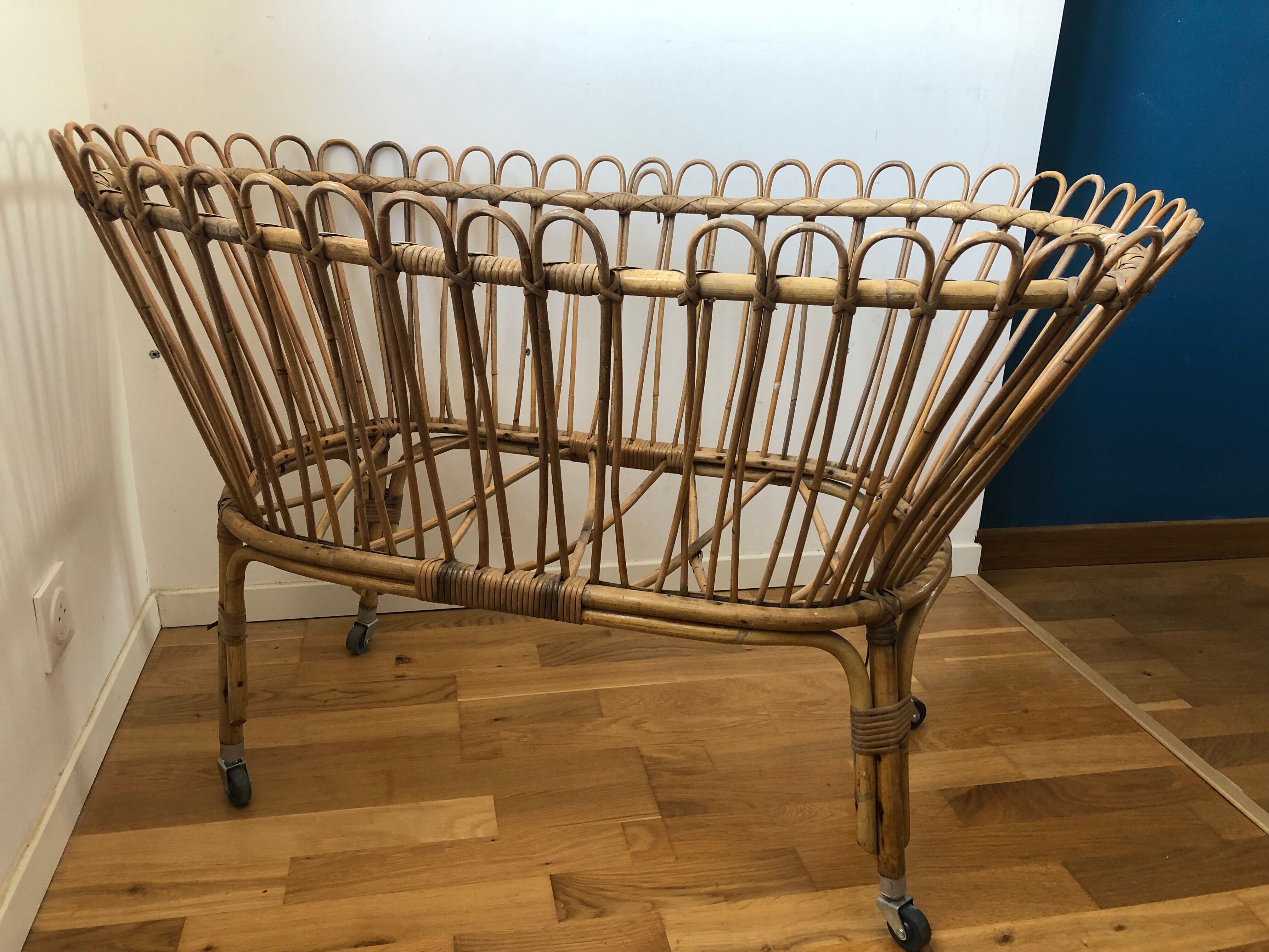 Vintage rattan cradle