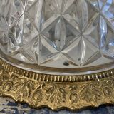 Vintage ceiling lamp in glass and brass