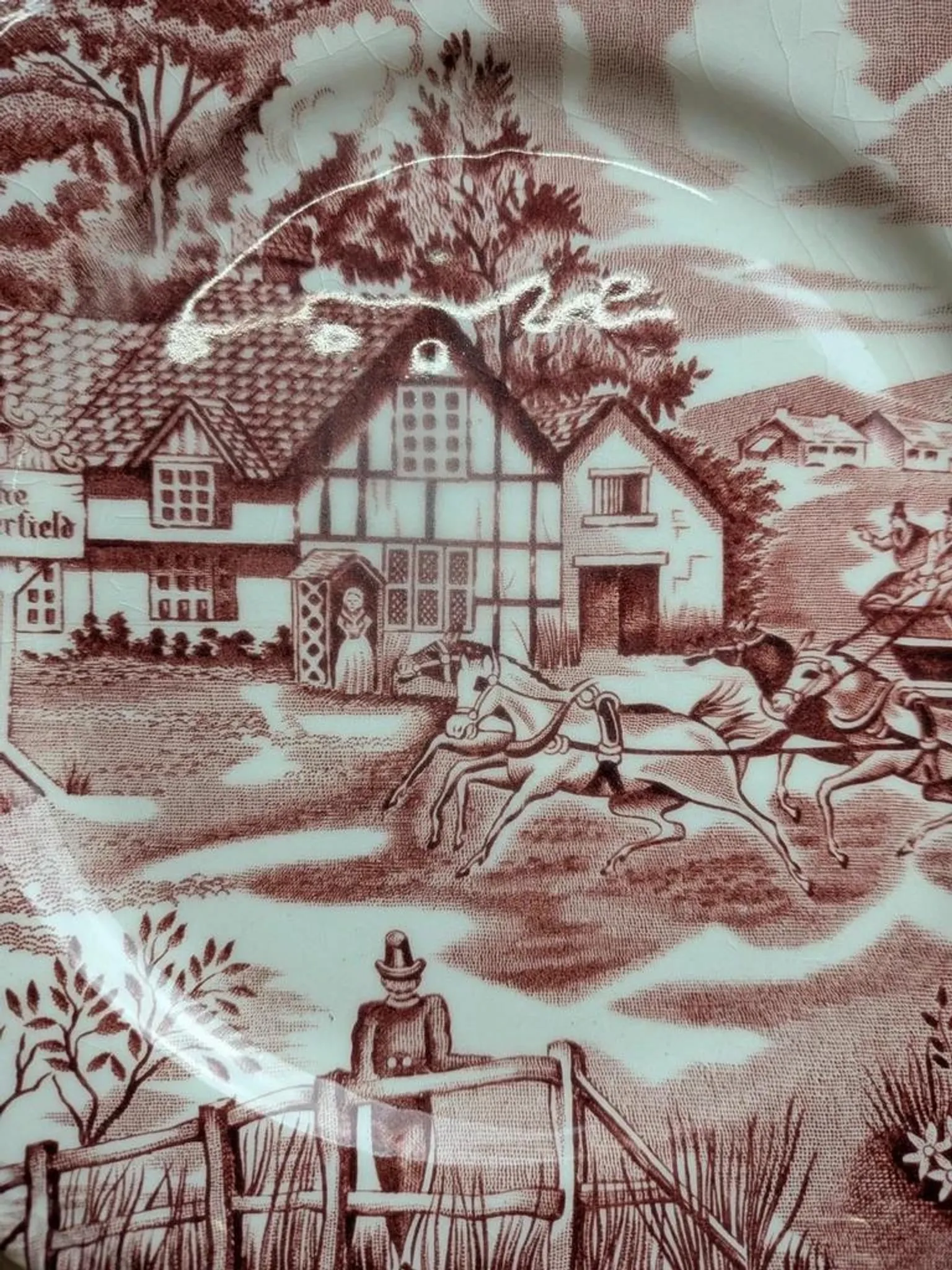 Dessert plate Terre de fer Lunéville – English Style – The Copperfield – Toile de Jouy