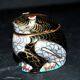 Frog statuette box in cloisonné enameled brass Lucky charm