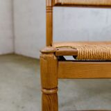 Wooden & straw corner bench