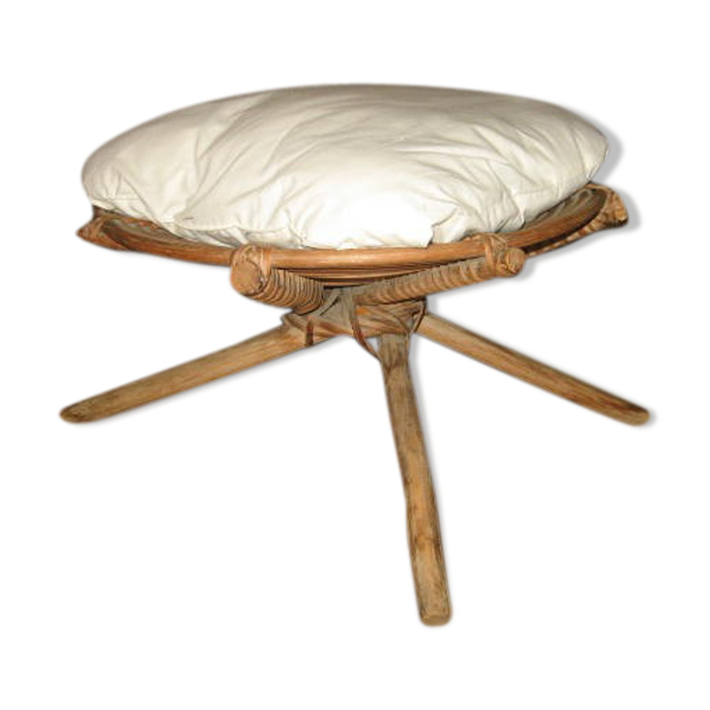 Low seat vintage rattan and wood