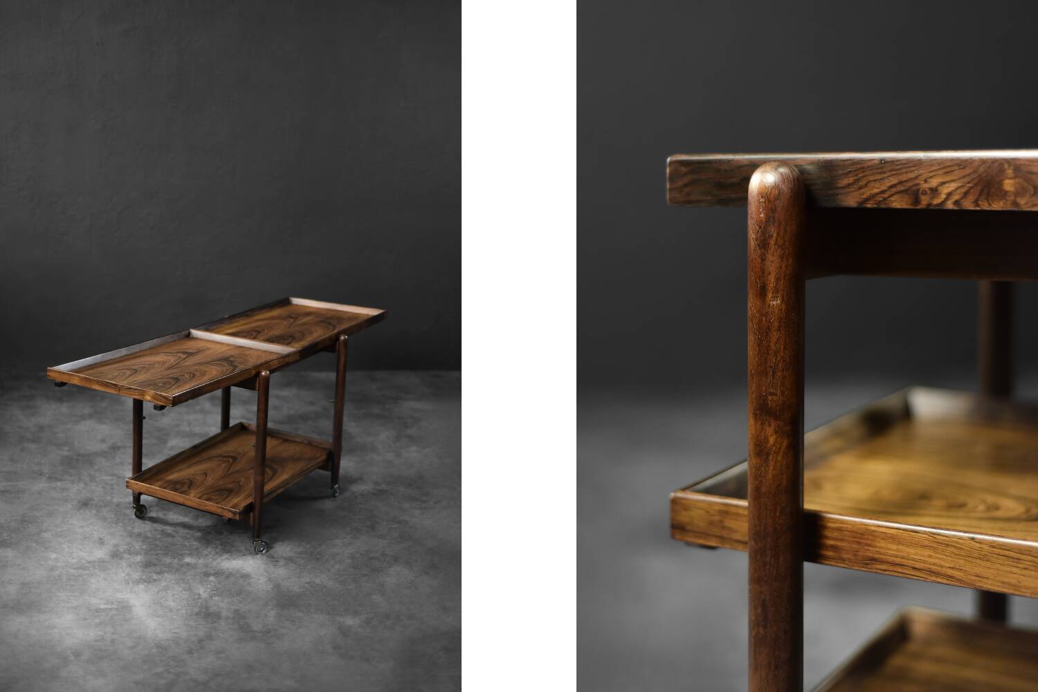 Vintage Danish dessert table in rosewood.