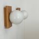 Pair of vintage wall lights, pine and opaline, France 1970