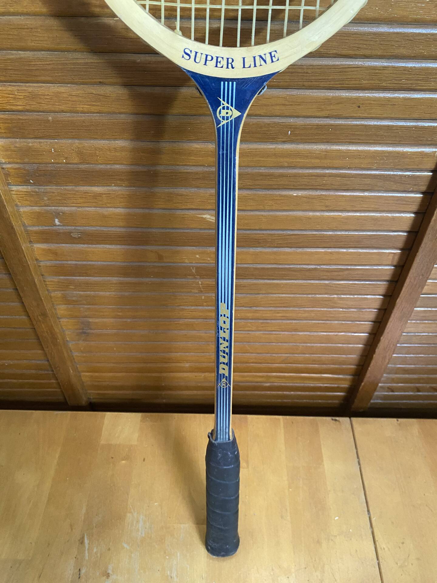 Vintage dunlop badminton racket wood + sports cover #e240