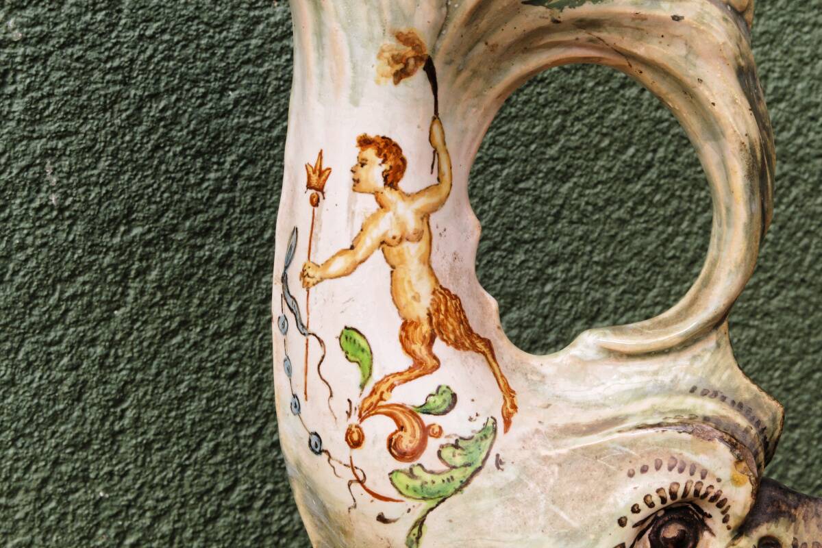 Aiguière dauphin, 19ème, style Renaissance, Molaroni Pesaro