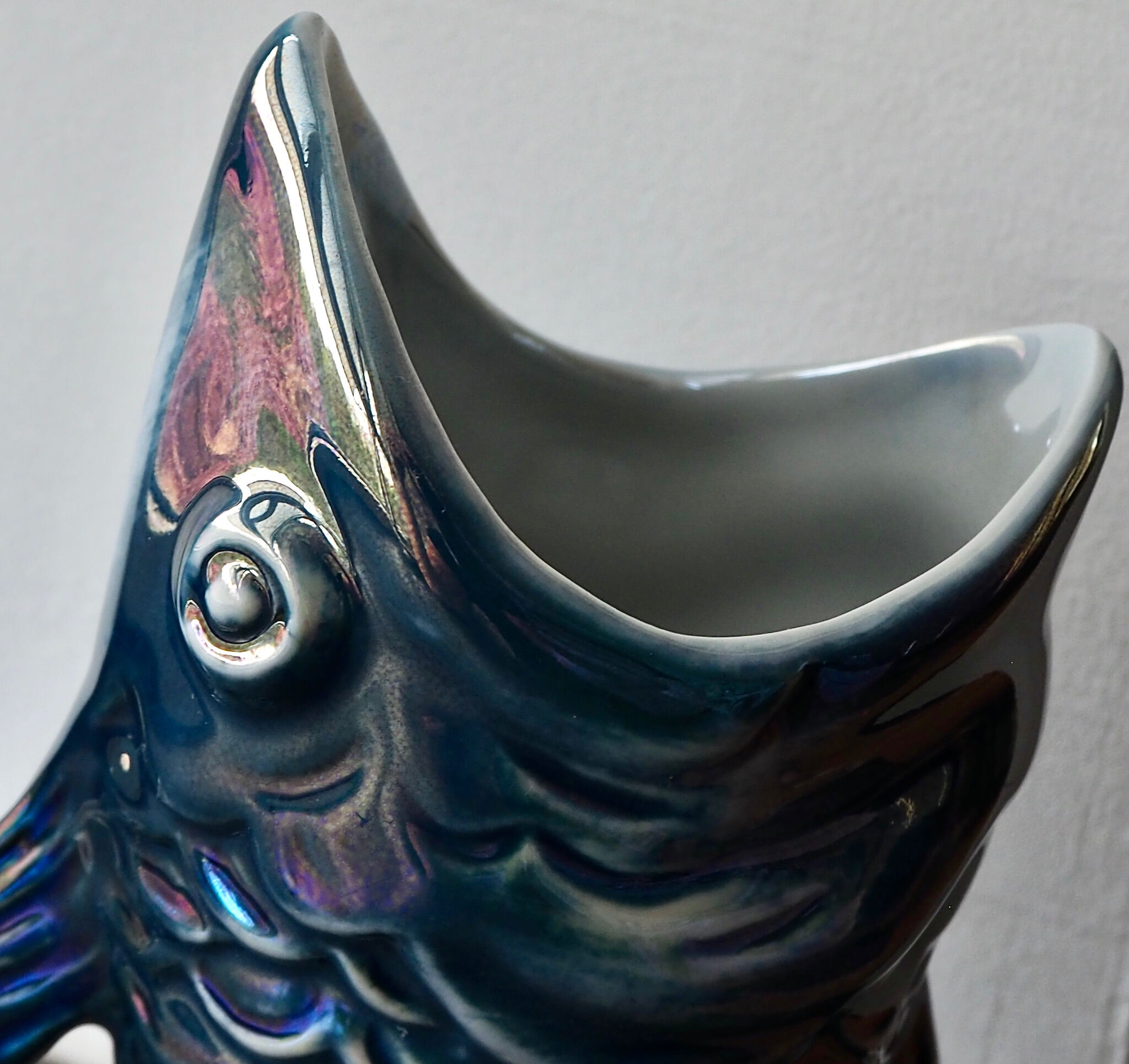 Blue lustre porcelain fish jug
