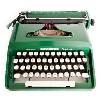 Vintage portable typewriter, green, functional, Remington Concorde