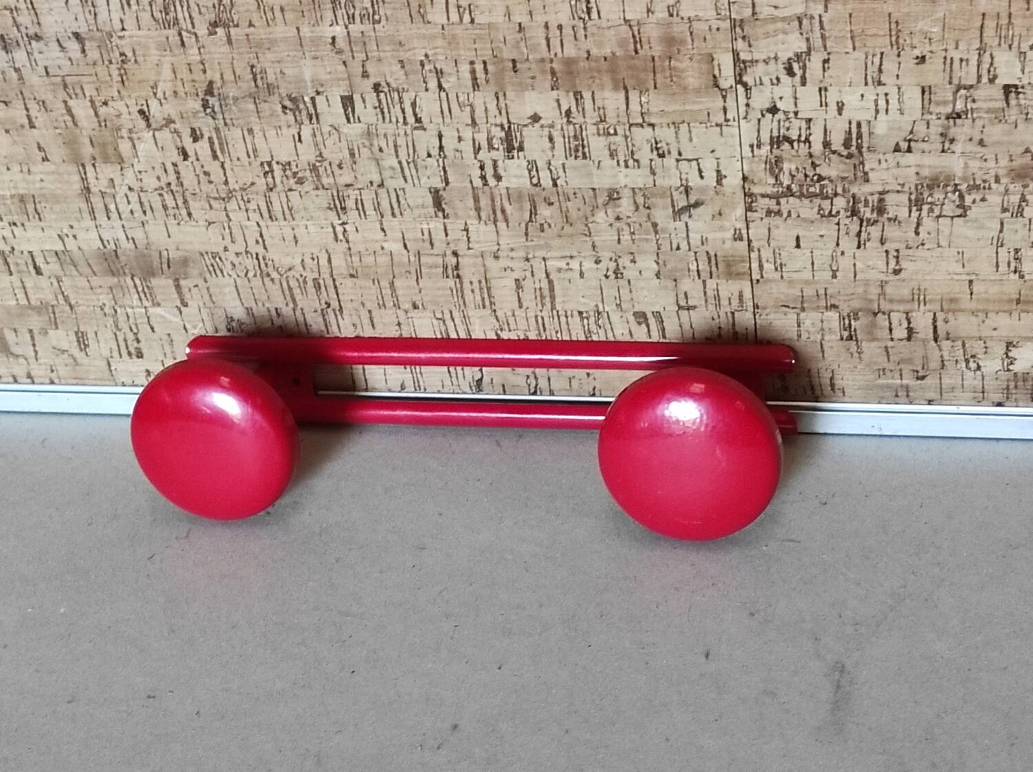 Set of 4 red metal coat hooks