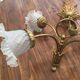Art nouveau chandelier bronze and pressed glass