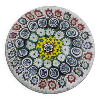 Sulfide millefiori 8.5 cm, vintage decorative art paperweight, Ref1