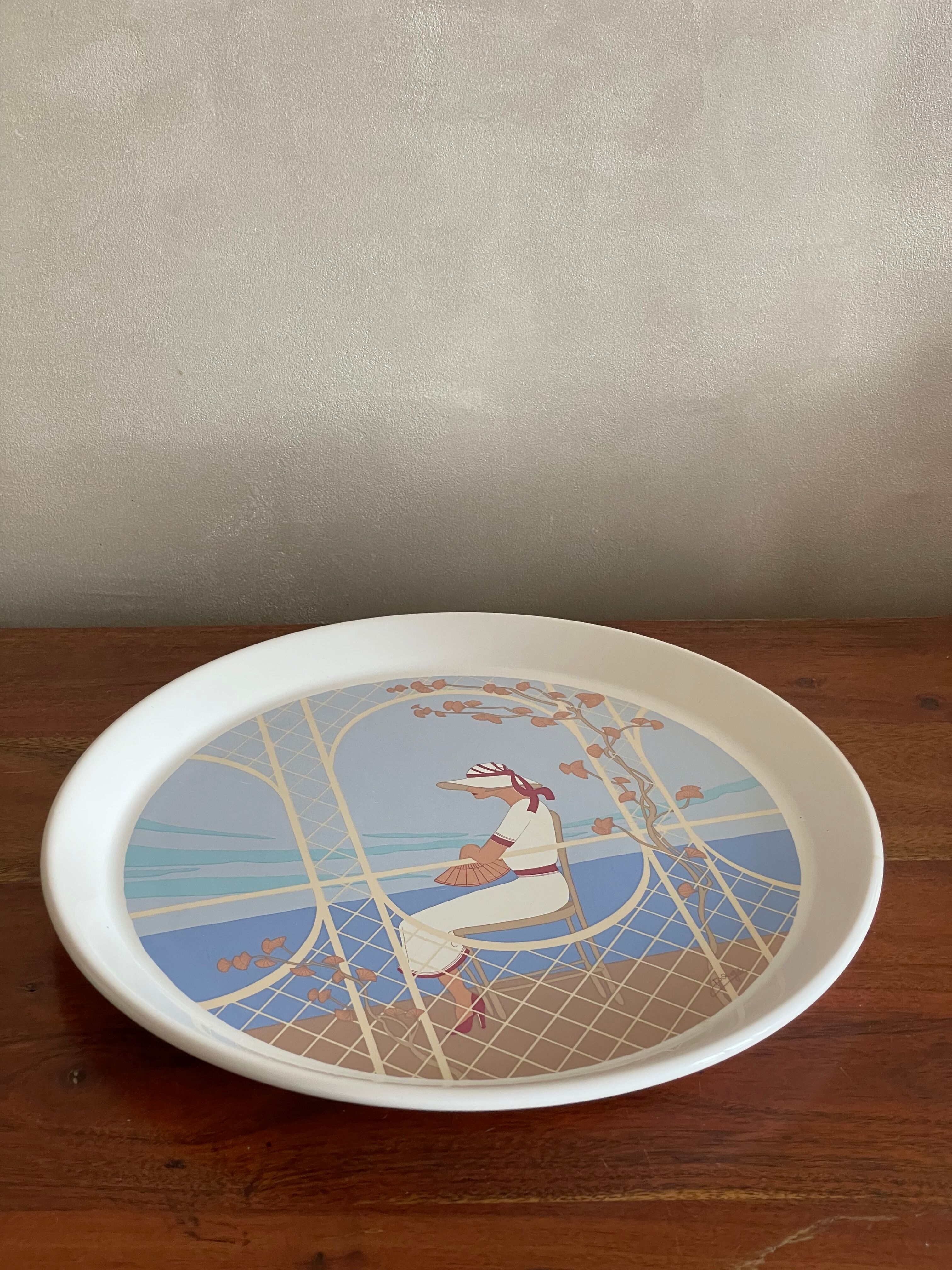 Large plate, earthenware dish of St Amand women's décor and garden