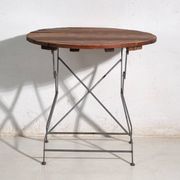 Antique folding garden table in wood and iron – Central Europe, circa 1950