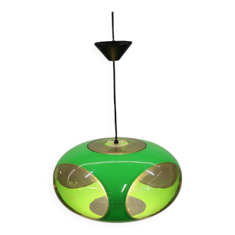 Massive Belgium Space Age UFO Lamp, Green Mid-Century Modern Lighting