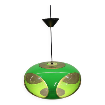 Massive Belgium Space Age UFO Lamp, Green Mid-Century Modern Lighting
