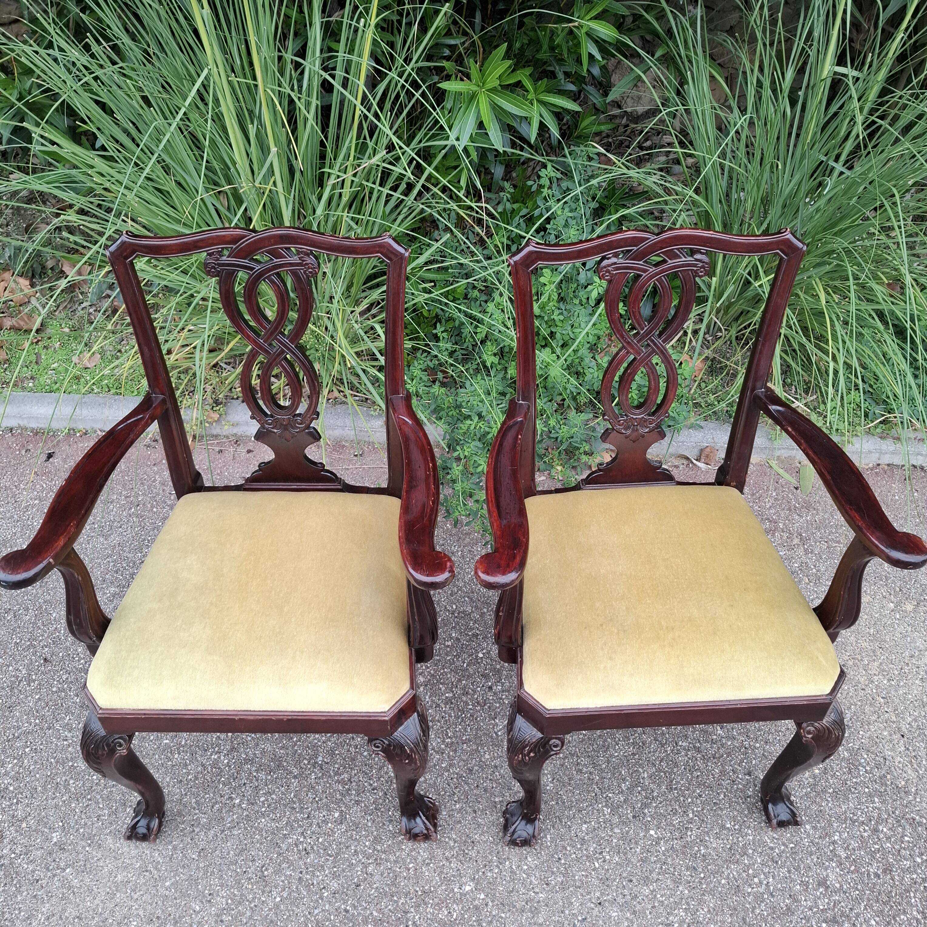 2 Chippendale-style armchairs