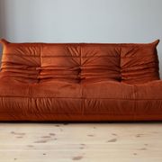 3-seater Togo dark amber velvet sofa designed by Michel Ducaroy 1973