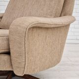 Fauteuil pivotant et son repose-pieds, laine