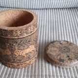 Old engraved cork box