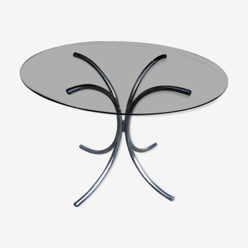 Table ronde verre et chrome