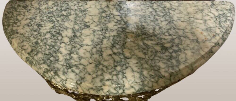 Console murale en bronze et miroir, années 60. Lot de 2