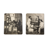 Jazz Band, 1940s b/w images on heavy wooden panels, 85 x 99 cm